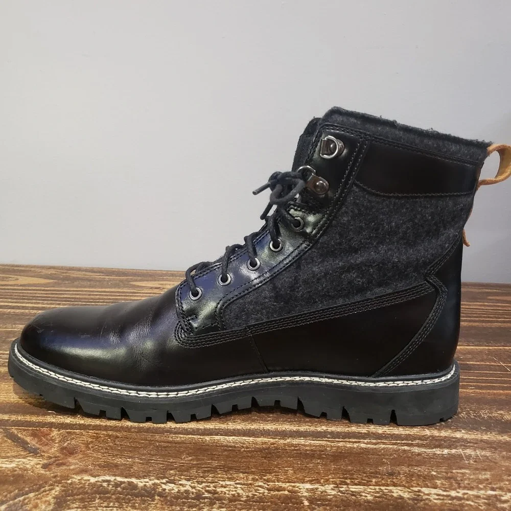 Timberland Boot Mens 12 A1PIZ Black Good Leather American Woolen Co Lace Up